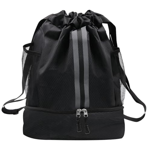 Guzeelu Drawstring Bag With Shoe Compartment, Football Boot Bag Gym Backpack, Waterproof PE Bag For Men Women School And Travel