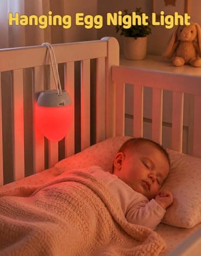 Egg Light Baby Night Light - 2600mAh Rechargeable Bedside Lamp with 3 Color Temperatures + 12 RGB Colors, Touch Dimmable, Battery Lamp for Newborn, Night Feeds, Toddler, Kids, Perfect Baby Essentials — view 3