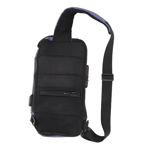 NinGYiYan Anti Theft Chest Bag,for Outdoor Travel,with Combination Lock,Headphone Hole, Fabric,Comfortable Handle,Multifunctional Pockets (Blue) — view 6