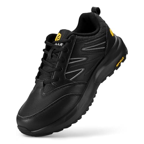 FitVille Mens Extra Wide Walking Shoes, Hiking Trainers X-Wide 10 Black