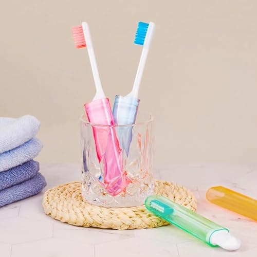 Portable Travel Toothbrush Set,6PCS Adult Foldable Toothbrush with Mini Toothpaste Children Travel Toiletries Soft Bristles Individually Packaged Trip Size Toothpaste Kit for Trip Camping Hotels — view 2
