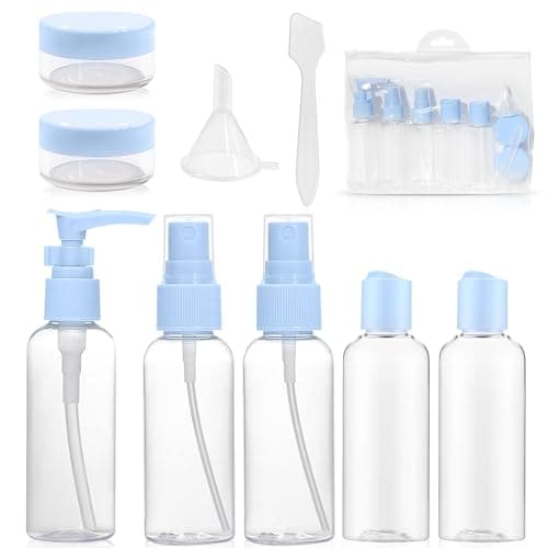 bellmeanin 9 Pcs Travel Bottle for Toiletries Set 50 ML (Blue)