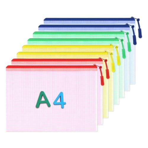8PCS A4 Plastic Wallet Zip Wallets Lock Waterproof Clear Bags