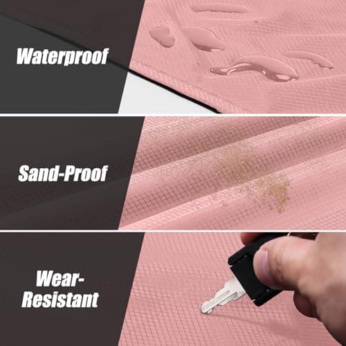 Odoland Outdoor Pocket Travel Blanket Beach Mat - Waterproof Sand Proof Beach Blanket, Picnic Mat - Multi Colour and Sizes - Portable Lightweight for Camping, Picnic Pink M — view 3