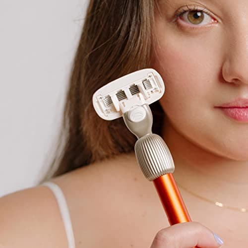 Fler The Razor Shave Set - Women's Razor with Interchangeable Razor Heads, Razor with Holder, 6 Replacement Blades and Protective Case, Razor Blades with Aloe Vera, Vitamin E, Sicily Orange — view 6