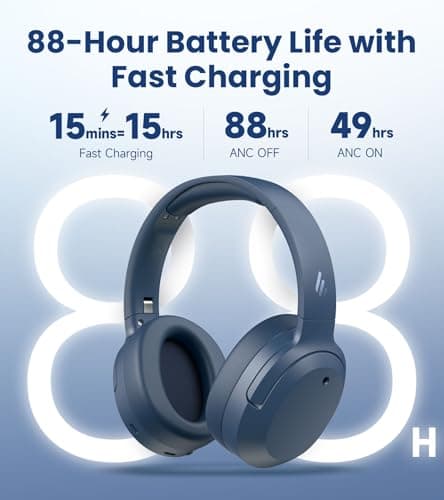 Edifier W820NB Plus Gen 2 Over-Ear Noise Cancelling Headphones, Navy — view 5