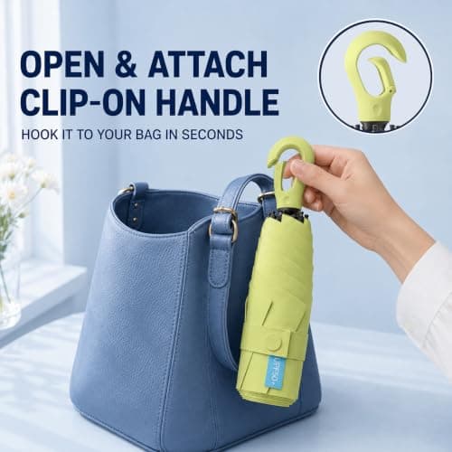 Mini Travel Sun Umbrella with Ring Handle UPF 50+ UV Protection，Mint Green — view 5