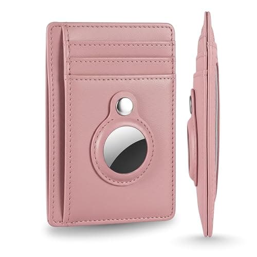 KF-Premium AirTag Wallet for Women, RFID Blocking Card Holder, Slim, Pink
