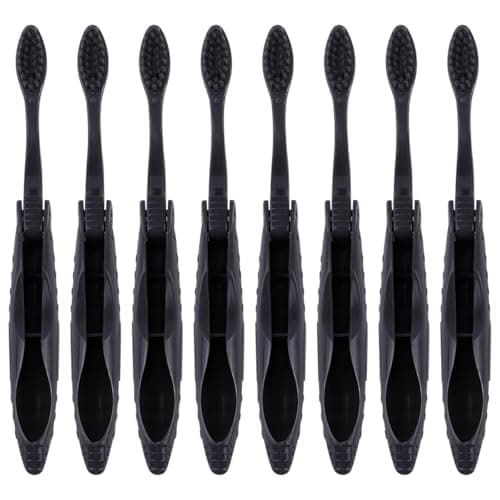 Folding Travel Toothbrush Charcoal Soft Bristle Set 8 Pack Portable — view 4