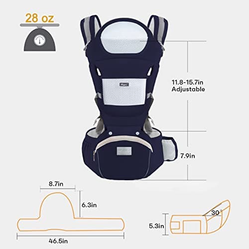 IULONEE Baby Carrier Hip Seat Ergonomic Newborn Carrier Backpack Dark Blue — view 4