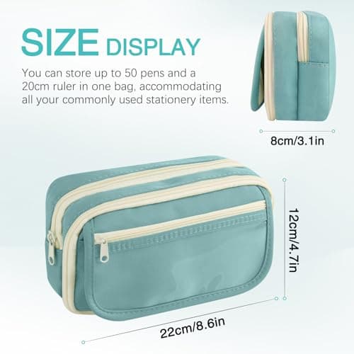 TIECHI Large Capacity Pencil Case, Clear Pencil Case with Compartments, Oxford Fabric Stationery Set for Girls Boys, Cute Pencil Cases for School Supplies, Back to School Stationery Supplies (Blue) — view 6