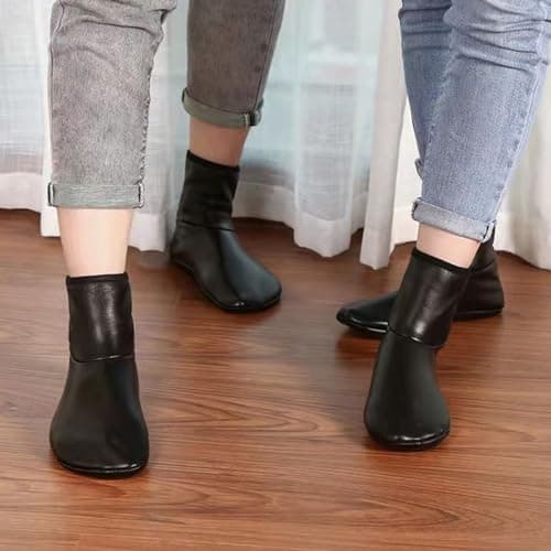 PIEXANGH PU Leather Slipper Socks for Women and Men Winter Warm Thick Fleece Lined Thermal Casual Home Carpet Socks Non Slip Adult Floor — view 4
