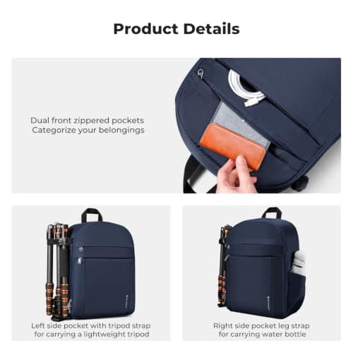 K&F CONCEPT Camera Backpacks for Photographers Travel Bag for Tripod Camera Lence Accessory with Laptop Compartment and Rain Cover — view 4