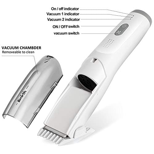 Bimirth Kids Hair Clipper, Vacuum Hair Clipper for Baby, Quiet Kids Hair Trimmer,Silent Hair Clippers for Children, Waterproof Cordless Operation, USB Fast Rechargeable, 3 Guide Combs(Vacuum) — view 5