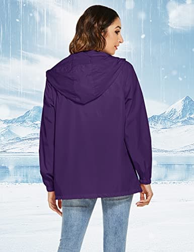 Rapbin Waterproof Jackets Women Lightweight Rain Jacket Packable Raincoat — view 2