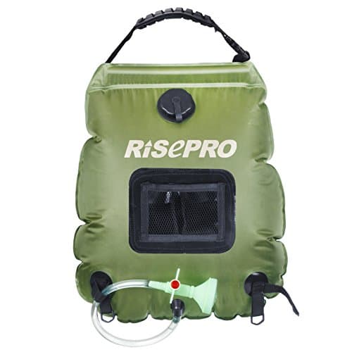 RISEPRO Solar Shower Bag 5 gallons/20L Solar Heating Premium Camping Shower Bag Hot Water with Temperature 45°C Removable Hose on/off Switchable Shower Head Hiking Climbing Summer Shower. — view 2