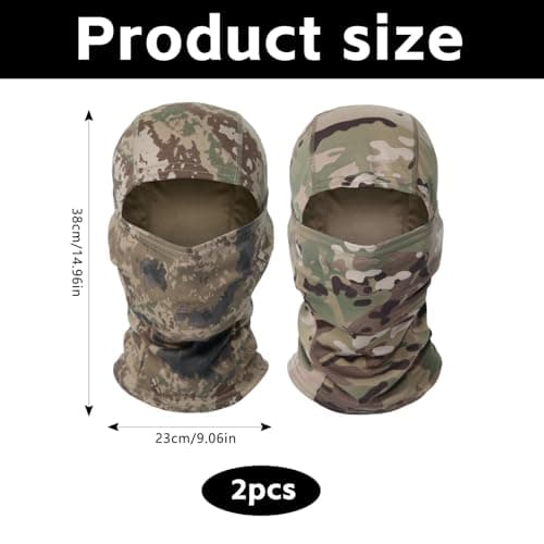 Wjelet 2Pcs Camouflage Balaclava,Lightweight Duick-Drying Camouflage Hood, Balaclava Ski Mask for Sports, Cycling, Hunting, Airsoft, and Outdoor Activities — view 2