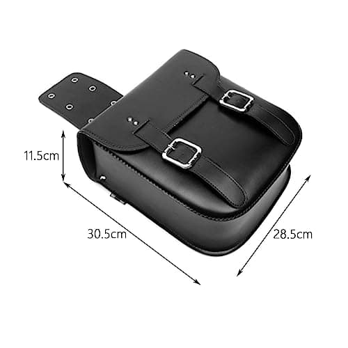 Ronyme Motorcycle Saddlebags, Tool Bag Panniers Universal Large Capacity PU Leather Side Saddle Bags Motorcycle Luggage Bag Quick Access, Black — view 3