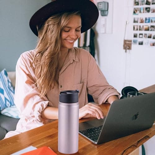 Sivaphe Tea Infuser Bottle Insulated Water Bottle Stainless Steel Drink Flasks Leak-Proof for Sports Outdoor, Double Walled Vacuum with Lids 500ml Rose Gold — view 2