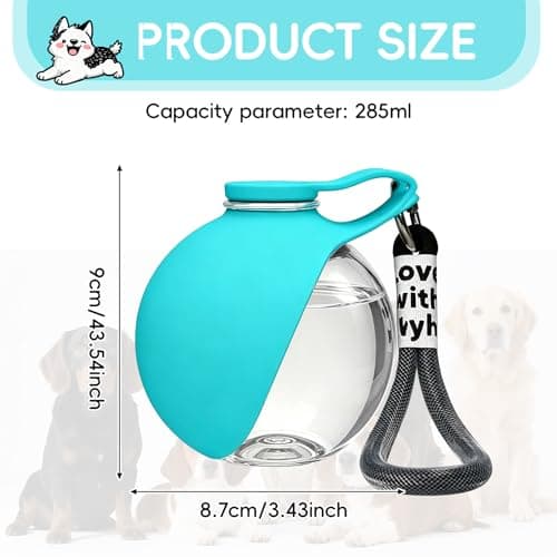 Viilich 2-in-1 Portable Dog Water Bottle for Travel, Foldable Silicone Bowl and Dog Travel Water Bottle, 10oz/285ml Leak-Proof Pet Drink Dispenser for Walking, Road Trips and Hiking — view 2