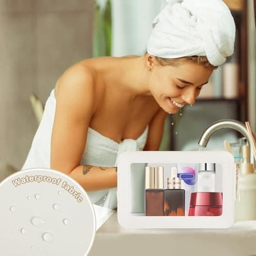 DAMILY Clear Makeup Bag Travel Toiletry Bags Cosmetic Pouch for Women Beige — view 5
