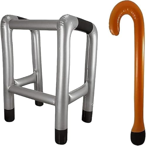 Labela® Inflatable Walking Frame with Walking Stick Novelty Costume Prop Funny Old Age Gag Toy for Fancy Dress Parties Birthdays Halloween and Stage Performances