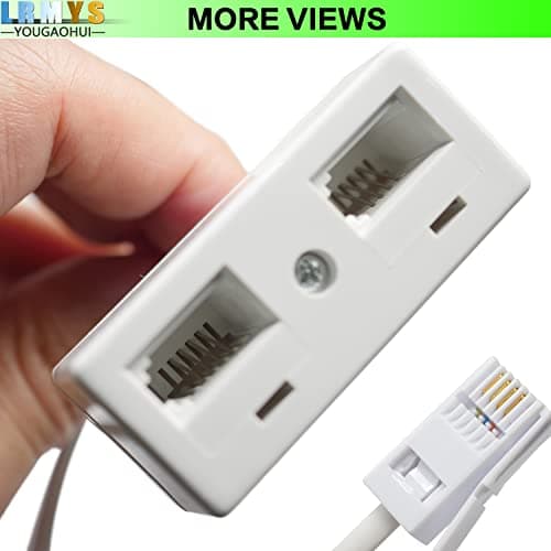 LRMYS One BT Plug to Two BT Sockets Splitter, UK Telephone RJ11 Male Plug to Double Female Socket Extender, for UK Landline Telephone FAX Modem Cable Adapter and Converter, White 1 Pack — view 6