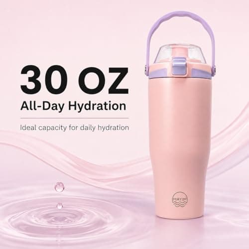 Mayim The SoftSip Bottle — 30oz Insulated Water Bottle with Silicone Spout | Snap-Cover Locks & Protects | Soft Full-Grip Silicone Carry Loop | Dishwasher Safe (Blush Violet) — view 3