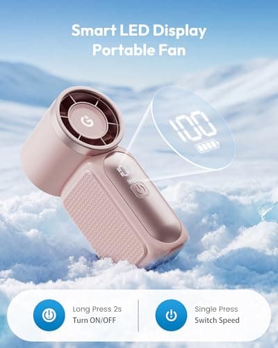 gaiatop Portable Handheld Mini Fan, 6 Speeds 16900 RPM High Velocity Personal Summer Essential with LED Display, USB Rechargeable, with Lanyard for Makeup — view 5