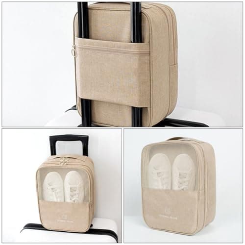 Travel Shoe Storage Bag Khaki Oxford Cloth for Outdoor Trips — view 3