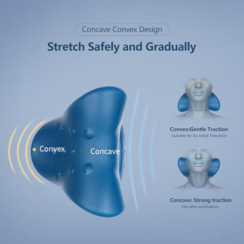 Neck Stretcher for Pain Relief, Neck and Shoulder Relaxer, Cervical Traction Device for TMJ Pain Relief and Cervical Spine Alignment Neck Curve Corrector, Chiropractic Pillow (Dark Blue) — view 4