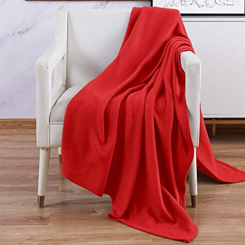 Adore Home Soft Warm Polar Fleece Blanket Large - Cosy Throw for Sofa, Bed, Travel, Car and Camping, 120x150cm, Red — view 6