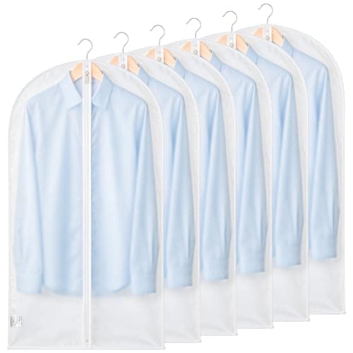 Sevenpers 6 Pack Suit Bags Garment Bags for Hanging Clothes 60x100cm White