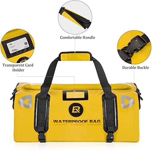 ROCKBROS Multifunctional Motorcycle Saddle Bag 100% Waterproof Travel Bag Tail Bag Luggage Roll with Shoulder Straps Saddlebags Yellow 55L — view 3
