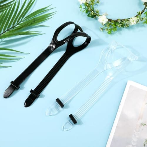 2Pack Silicone Diving Mask Straps, Black&Clear Replacement Mask Band — view 3