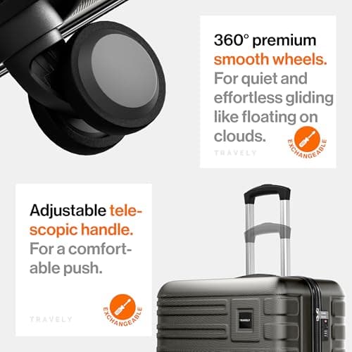 Polycarbonate XL Suitcase Large 77cm - 158cm Linear Dimensions - 20kg Suitcase Including TSA Lock, Hard Shell, Travel Case — view 5