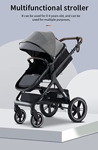 GLOKID 3-in-1 Luxury Baby Travel System Pram - High Landscape Stroller with 360° Reversible Seat, One-Click Folding & Mosquito Net, Lightweight Aluminum Frame for Newborns to Toddlers (X1 Black) — view 3
