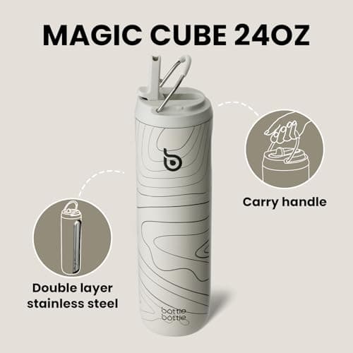 Bottle Bottle Stainless Steel Water Bottle 700ml with Straw and Lid Sports Insulated Metal Water Bottles with Handle(Peak Grey) — view 4