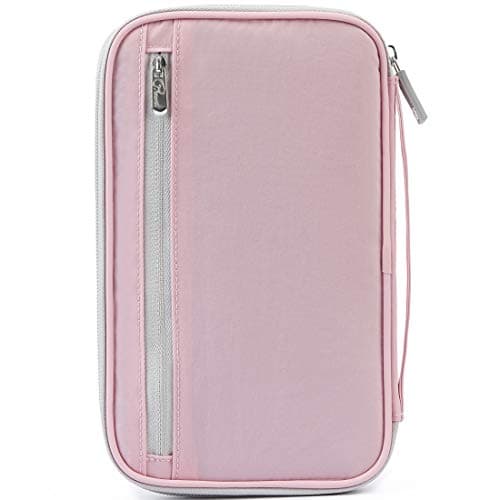 VanFn Family Passport Holder Travel Wallet RFID Blocking Travel Document Organiser Waterproof Holiday Passport Cover Men Women for ID Card, Credit Cards, Flight Tickets, Money, Coins (Pink) — view 2