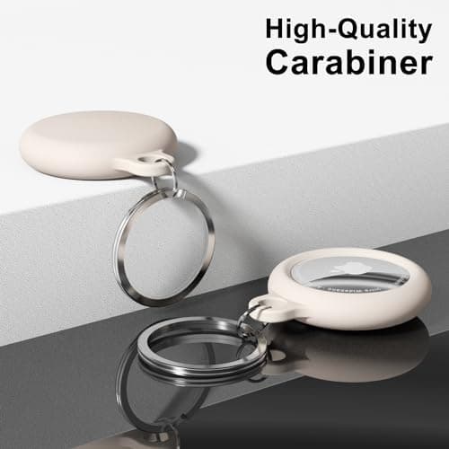 oakxco for Airtag Keychain Silicone, Airtag Holder with Key Ring, Air Tag Cover Cute Accessories for Kids, Luggage, Car Dog Collar, Car, Compatible with Apple Airtag Case Waterproof, Cream Stone — view 6
