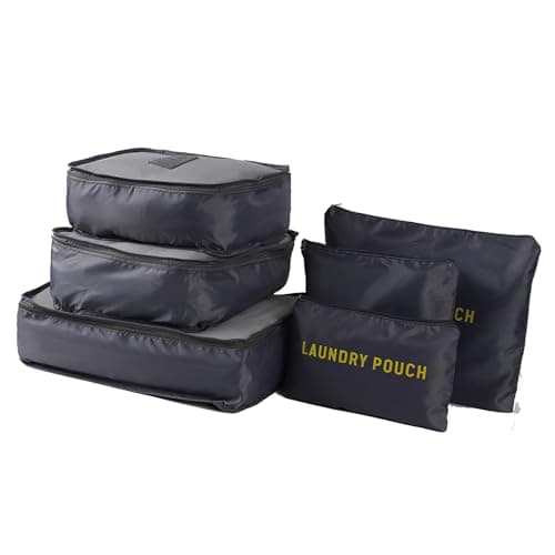 ZASCHMOY 6 Pack Packing Cubes Set 3 Sizes Travel Organizers with Mesh Top for Luggage Suitcases Carry On Backpacks (Grey)