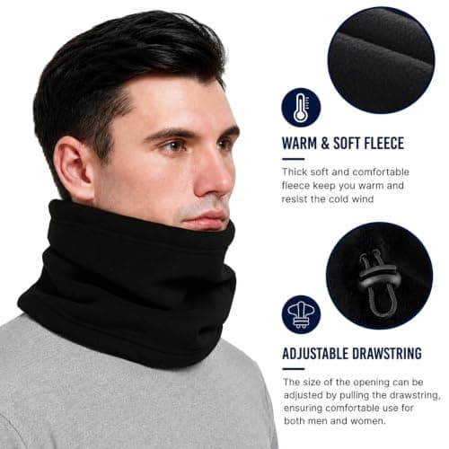 HGDGears Unisex Winter Outdoor Thermal Snood Fleece Ski Neck Warme（Black） — view 5