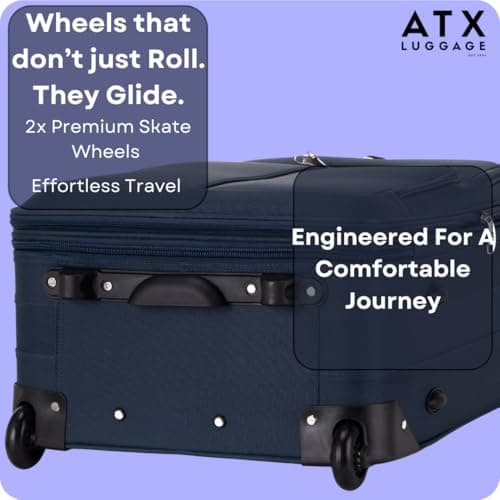 ATX Luggage 26” Medium Suitcase Expandable Durable Lightweight Suitcase with 2 Wheels & Built-in 3 Digit Combination Lock (Navy, 79 Liter) — view 4