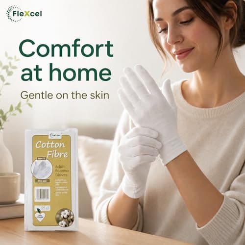 FleXcel Skin Sensitive Cotton Fibre White Eczema Gloves 1 Pair (2 Gloves) — view 3