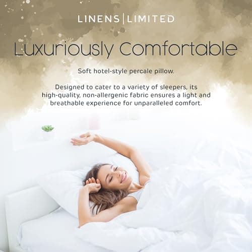 Linens Limited - Soft Pillows 2 Pack, Made in the UK, Hotel Quality, LuxeHotel Bounce Back Pillows, Soft and Firm with Orthopedic Support, Non-Allergenic, Machine Washable (White) — view 4