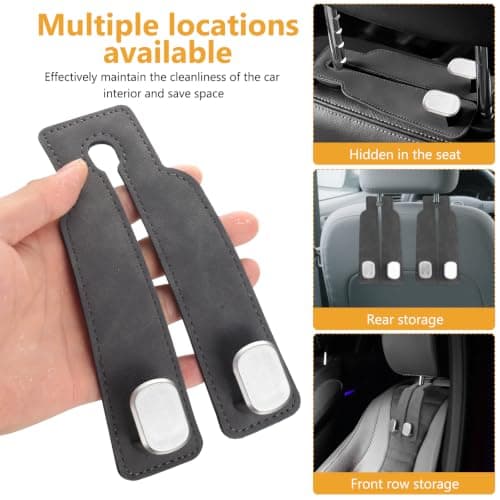 ANBEEISS 4 Pack 360° Swivel Car Headrest Hooks, Dual Hook — view 5