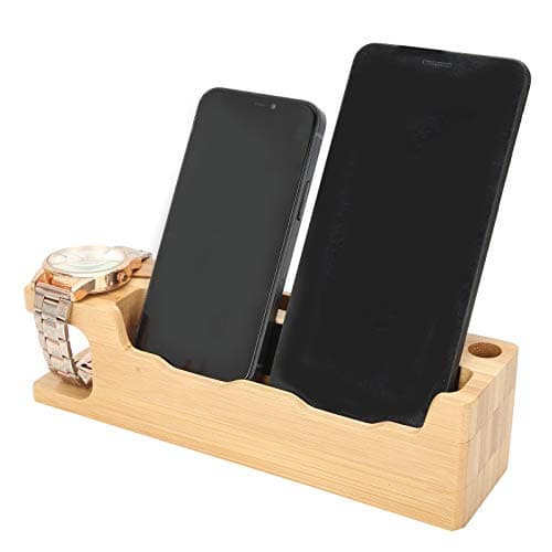 SUPYINI Bamboo charging stand holder for Watch and phone, portable desk — view 2