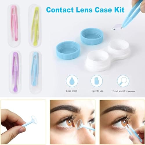4 Pack Contact Lens Remover and Inserter Tool Set,Portable Contact Lens Remover Tool with Tweezers Suction Stick,Vision Care Aid for Soft Lenses,for Travel and Daily Use(Pink,Green,Blue,Purple) — view 4