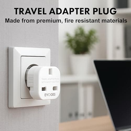 Evoges UK to European EU Travel Adapter 10A Plug Type G (3-Pin) to Type C,E,F (2-Pin) Travel Europe White (Pack of 2) — view 3