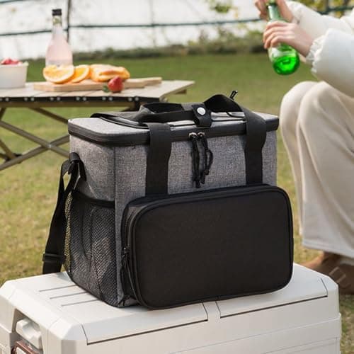 Insulated Bag - Waterproof Oxford Canvas Insulated Tote Bag | Lunch Cooler with Ice Pack for Fishing Carpooling Camping Work Outdoor Road Trip Picnic Golf — view 3